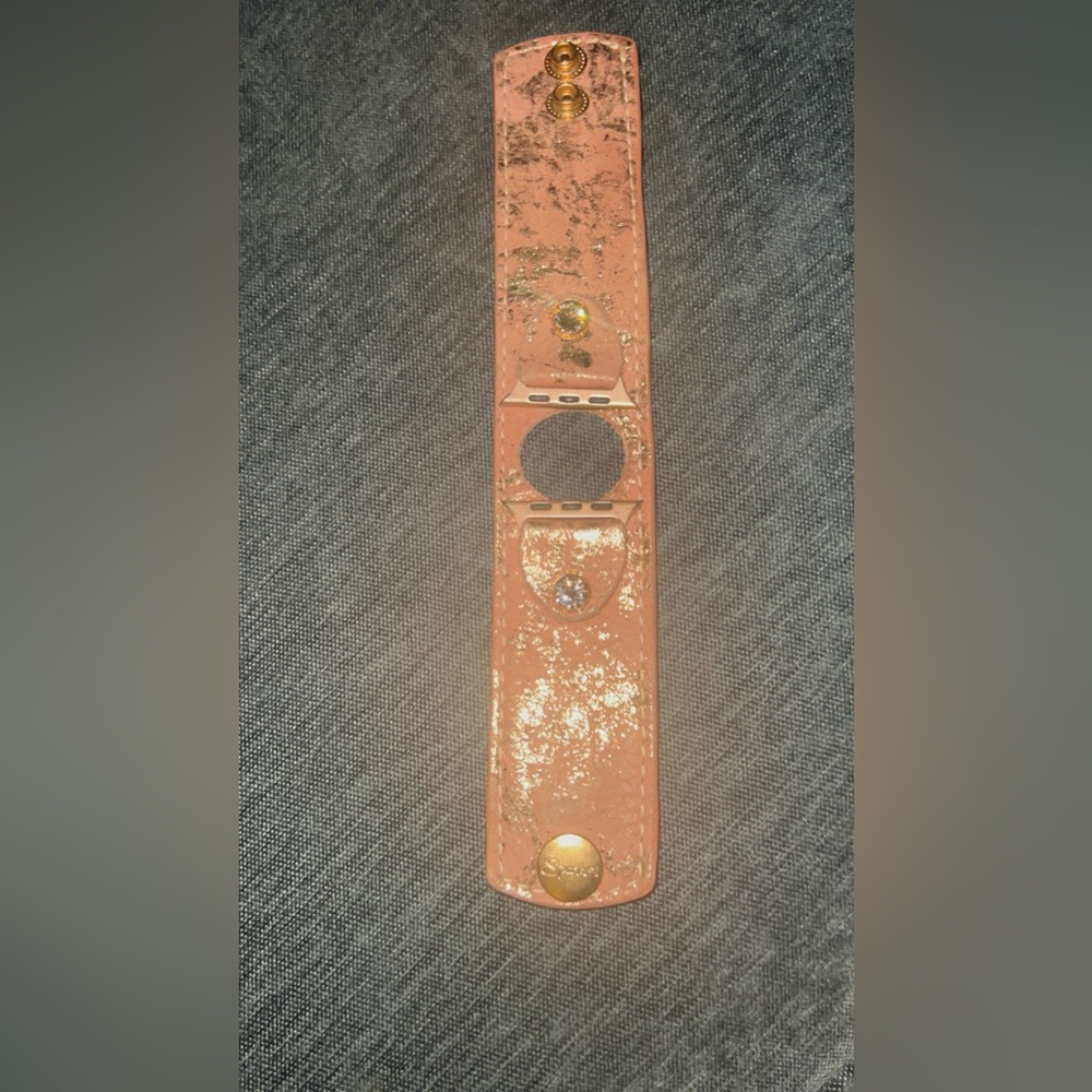🍑 Peach Bellini shimmer✨ leather cuff Apple Watch band size medium large